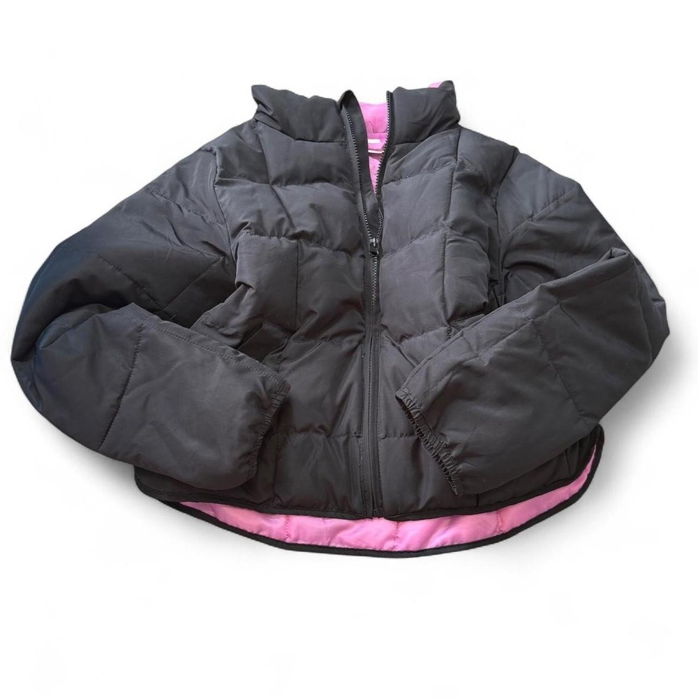 No Boundaries Black Cropped Packable Puffer Jacket, Women's Size S/M